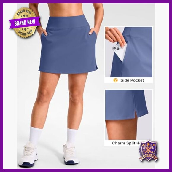 High Waisted Athletic Skort with 3 Pockets, 14" or 16" Length - Picture 3 of 6